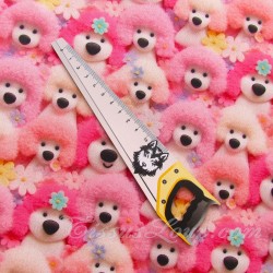 3D Effect Printed Fabric Pink Poodles | Wolf Fabrics