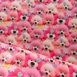 3D Effect Printed Fabric Pink Poodles | Wolf Fabrics