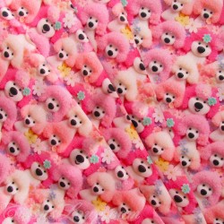 3D Effect Printed Fabric Pink Poodles | Wolf Fabrics