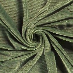 Almond Green Velvet Fabric Jersey Mesh with large 4.5 mm ribs | Wolf Fabrics