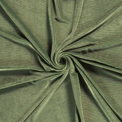 Almond Green Velvet Fabric Jersey Mesh with large 4.5 mm ribs | Wolf Fabrics