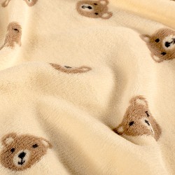 Double-sided Fleece Teddy Bear fabric beige background |Wolf Fabrics