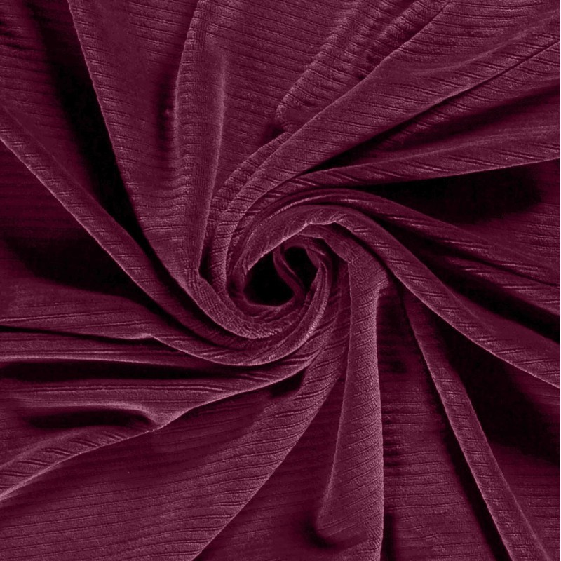 Prune Velvet Jersey Fabric with large 4.5 mm ribs | Wolf Fabrics