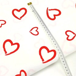 Red Hearts Fabric on White Background 2 | Wolf Fabrics