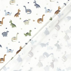 Jersey Fabric Dinosaurs Off-White Background | Wolf Fabrics