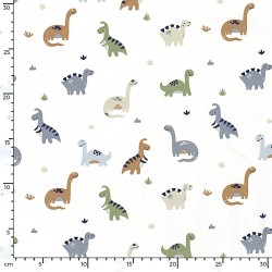 Jersey Fabric Dinosaurs Off-White Background | Wolf Fabrics