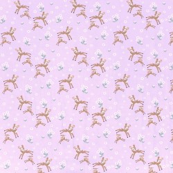 Jersey Fabric Little Deer in the Flowers | Wolf Fabrics