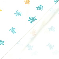 Jersey Fabric Jersey Fabric Yellow Turquoise and Orange Turtle | Wolf Fabrics
