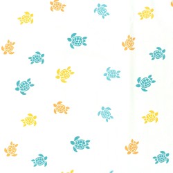 Jersey Fabric Jersey Fabric Yellow Turquoise and Orange Turtle | Wolf Fabrics