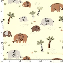 Jersey Fabric Jersey Elephant in the Savanna | Wolf Fabrics