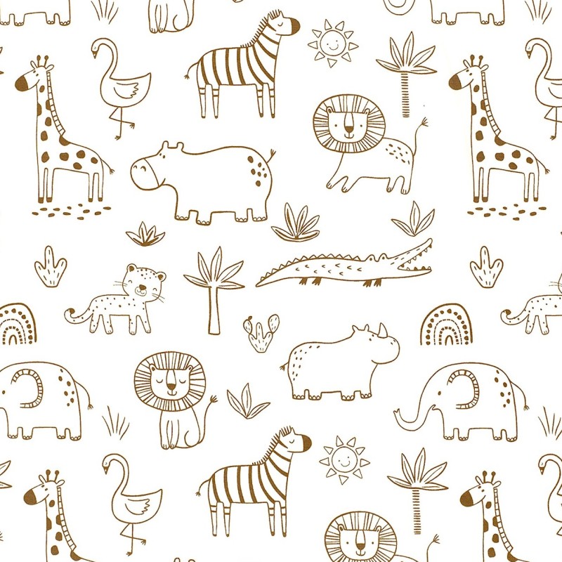 Jersey Fabric Savannah Animals | Wolf Fabrics