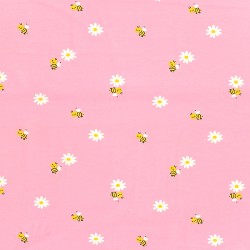 Jersey Fabric Little Bees and Daisies | Wolf Fabrics