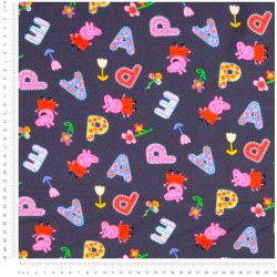 Fabric Jersey Cotton Peppa Pig Dark Grey Background | Wolf Fabrics