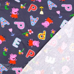 Fabric Jersey Cotton Peppa Pig Dark Grey Background | Wolf Fabrics