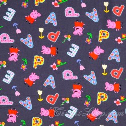 Fabric Jersey Cotton Peppa Pig Dark Grey Background | Wolf Fabrics