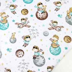 Little Prince Cotton Fabric White Background | Wolf Fabrics