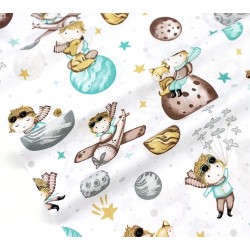 Little Prince Cotton Fabric White Background | Wolf Fabrics