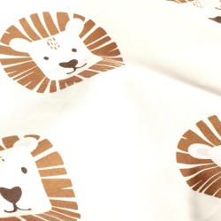 Jersey Fabric Lion Heads Off-White Background | Wolf Fabrics