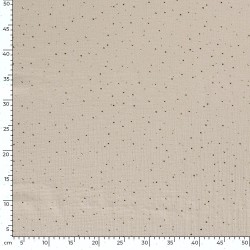 Double gauze fabric Gray-Beige with Gold Dots | Wolf Fabrics