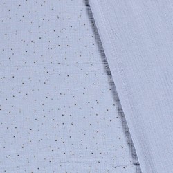 Sky Blue Double Gauze Fabric with Golden Dots | Wolf Fabrics