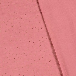 Antique Pink Double Gauze Fabric with Gold Dots | Wolf Fabrics