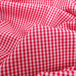 Red and White Gingham Cotton Fabric Small Checks 3mm | Wolf Fabrics