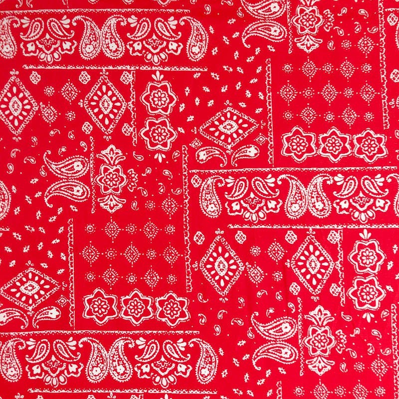 Classic Red Cotton Bandana Fabric | Wolf Fabrics