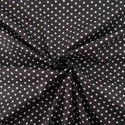 Black Background White Polka Dot Cotton Fabric 5 mm | Wolf Fabrics
