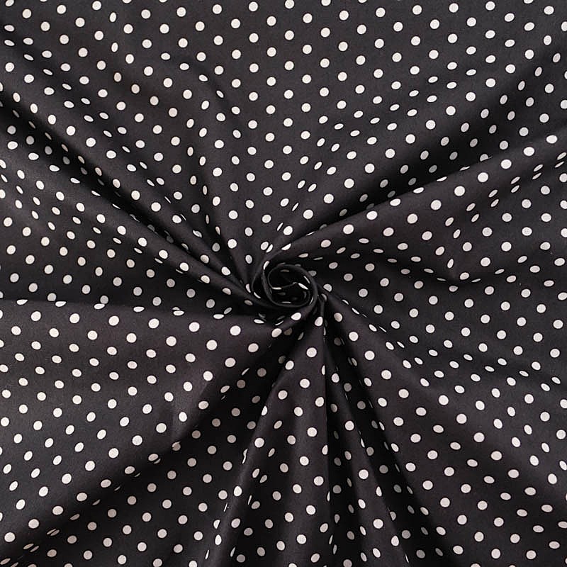 Black Background White Polka Dot Cotton Fabric 5 mm | Wolf Fabrics