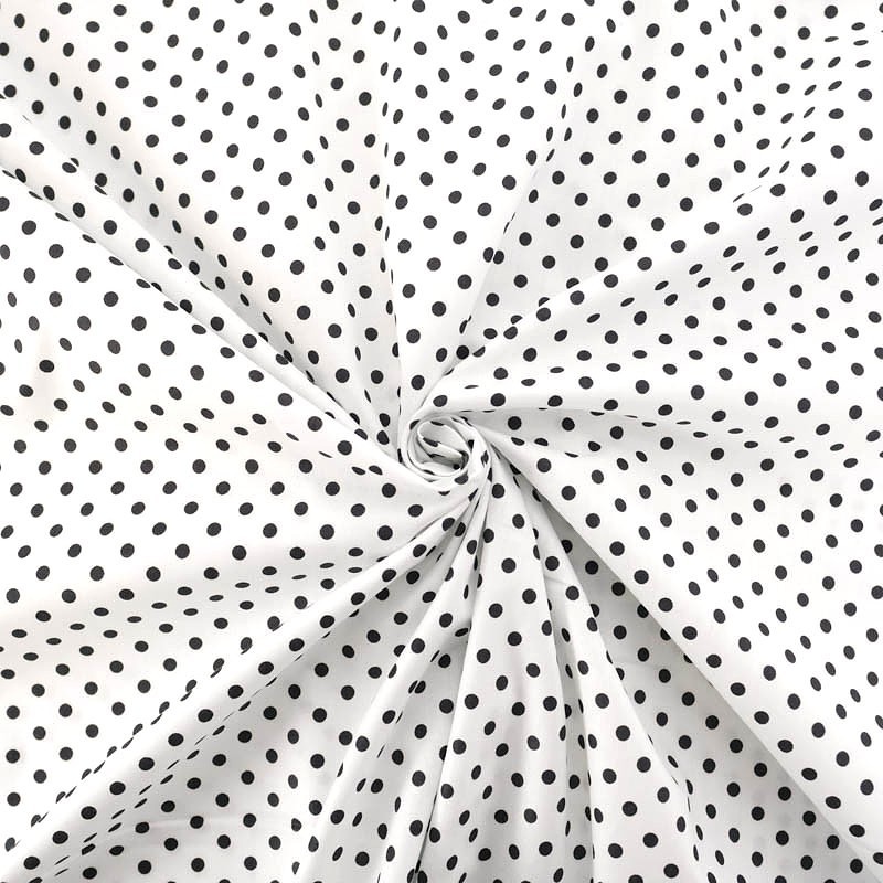 Black Polka Dot Cotton Fabric 5 mm White Background | Wolf Fabrics