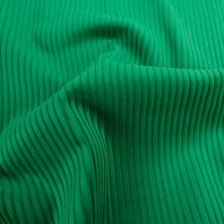Basil Green Corduroy Fabric Wide Ribs 5 mm | Wolf Fabrics