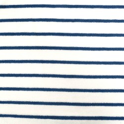 Mini terry jersey fabric navy blue stripes off-white background | Wolf Fabrics