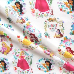 Fabric Disney Princesses white background | Wolf Fabrics