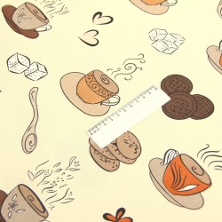 Semi Panama Deco Fabric Coffee and Biscuits Cream Background | Wolf Fabrics