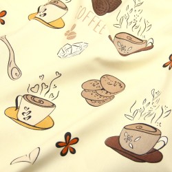 Semi Panama Deco Fabric Coffee and Biscuits Cream Background | Wolf Fabrics