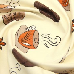 Semi Panama Deco Fabric Coffee and Biscuits Cream Background | Wolf Fabrics
