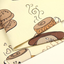 Semi Panama Deco Fabric Coffee and Biscuits Cream Background | Wolf Fabrics