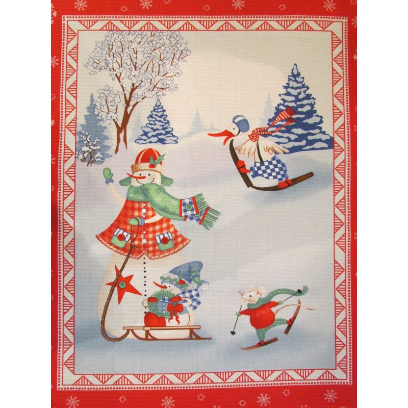 Festive Tea Towel  Snowman and Company | Wolf Fabrics