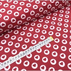 Heart Fabric Red-Round White | Wolf Fabrics