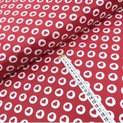 Heart Fabric Red-Round White | Wolf Fabrics