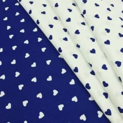 White Hearts Fabric Navy Blue Background | Wolf Fabrics