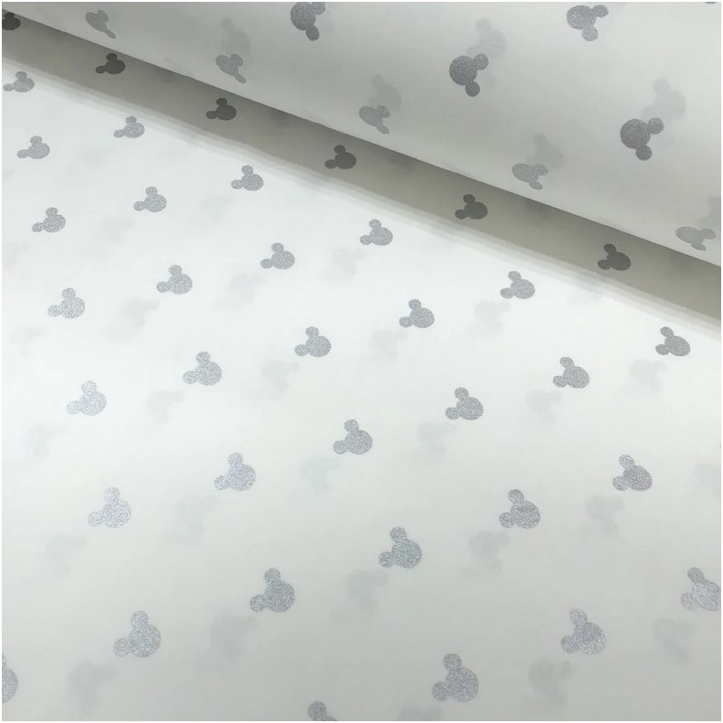 Silver Mickey-Mouse fabric coton | Wolf Fabrics
