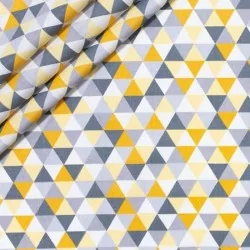 Yellow and Gray Pyramids Fabric Cotton | Wolf Fabrics