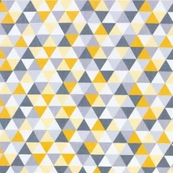 Yellow and Gray Pyramids Fabric Cotton | Wolf Fabrics