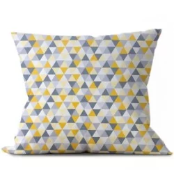 Yellow and Gray Pyramids Fabric Cotton | Wolf Fabrics