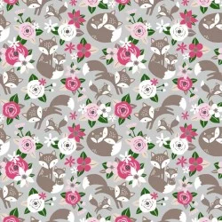 Foxes in the Flowers Fabric Cotton | Wolf Fabrics