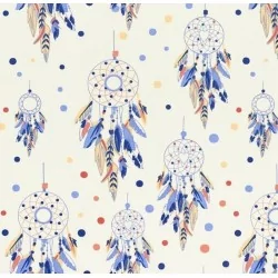 Dream Catcher Fabric White Background | Wolf Fabrics