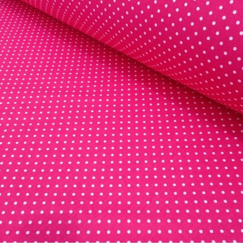 White Little Dots Fuchsia Background Fabric Cotton | Wolf Fabrics