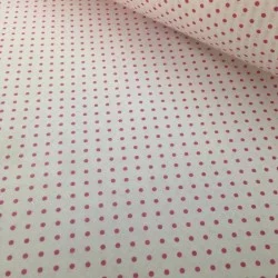 Fuchsia Little Dots White Background Fabric Cotton | Wolf Fabrics