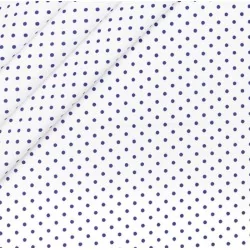 Navy Blue Little Dots White Background Fabric Cotton | Wolf Fabrics